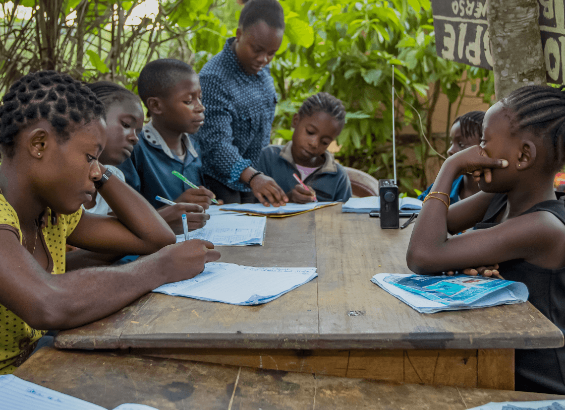 children learning outside