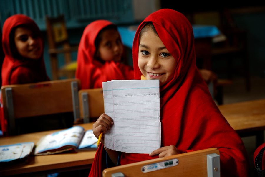 Girl attending class