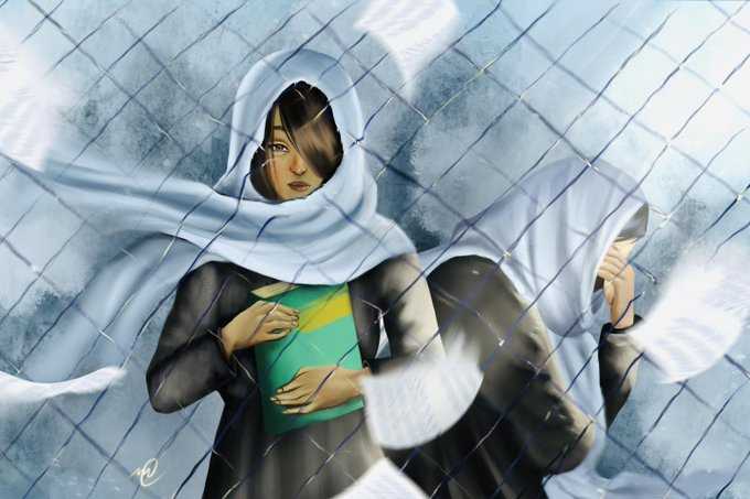 Illustration of girls in Afghanistan