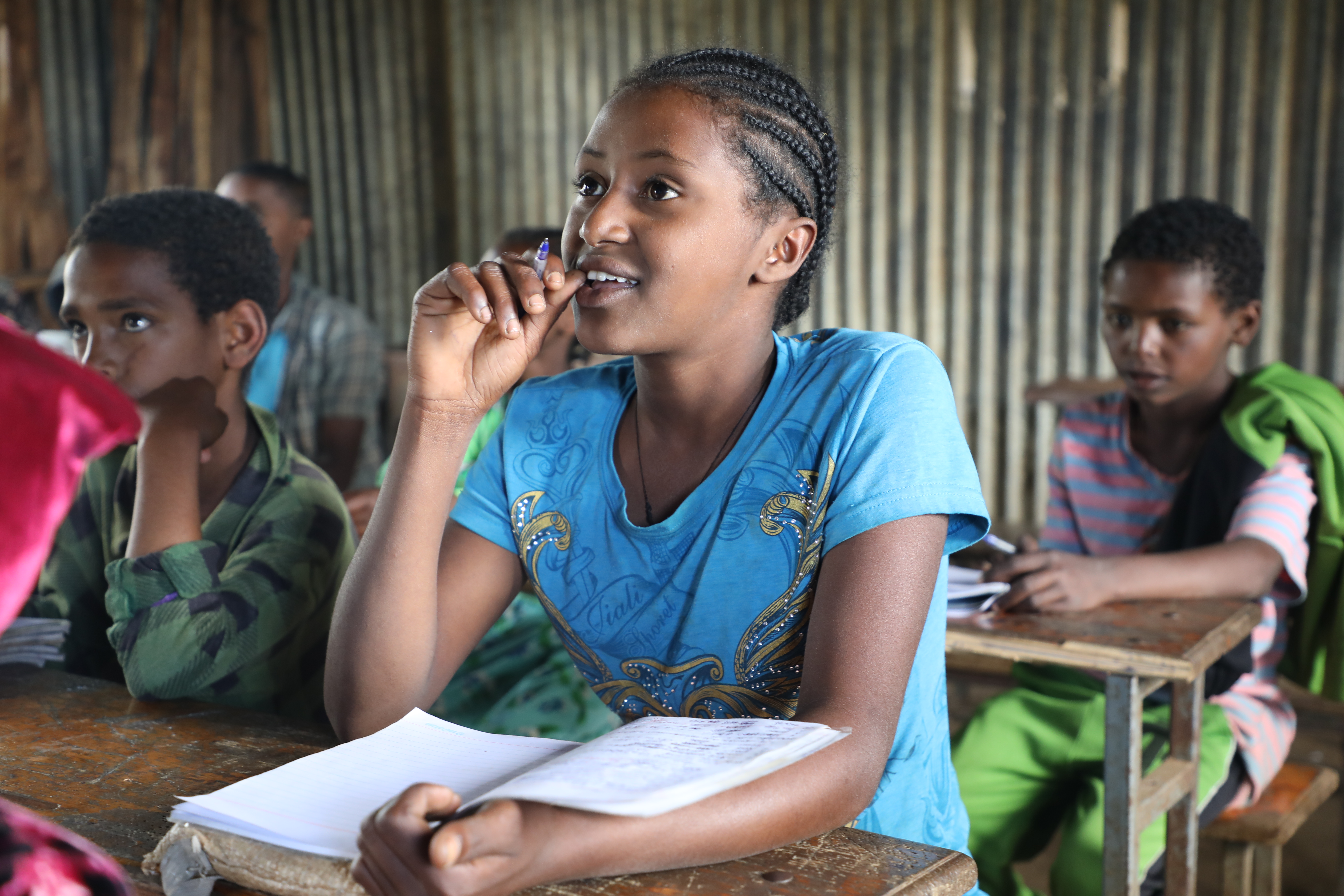 Girl attending class