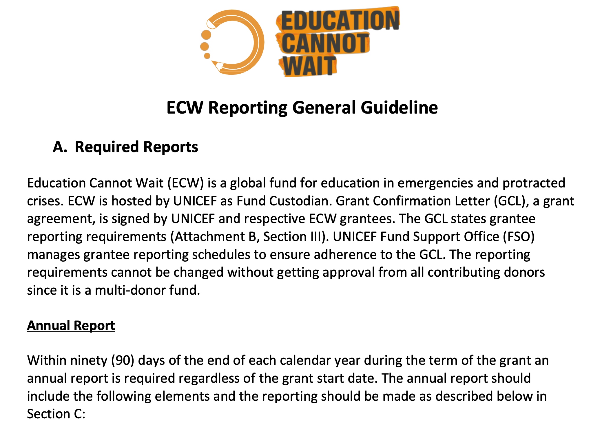 ECW Reporting General Guideline - FR ECW Reporting General Guideline - FR