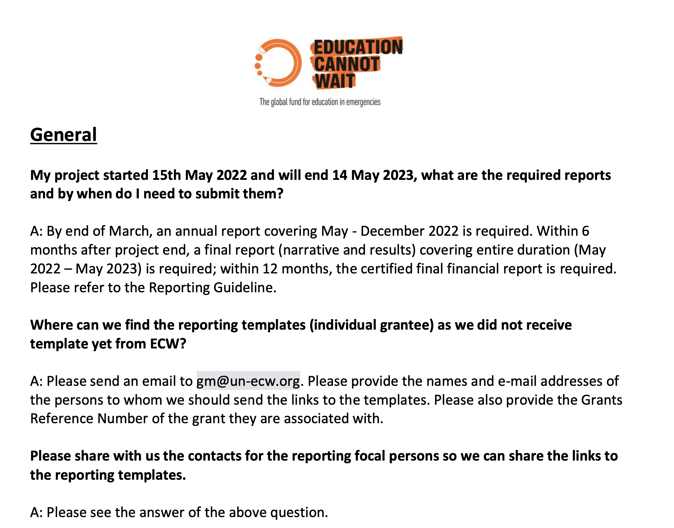 ECW Webinar Compiled Q&A ECW Webinar Compiled Q&A