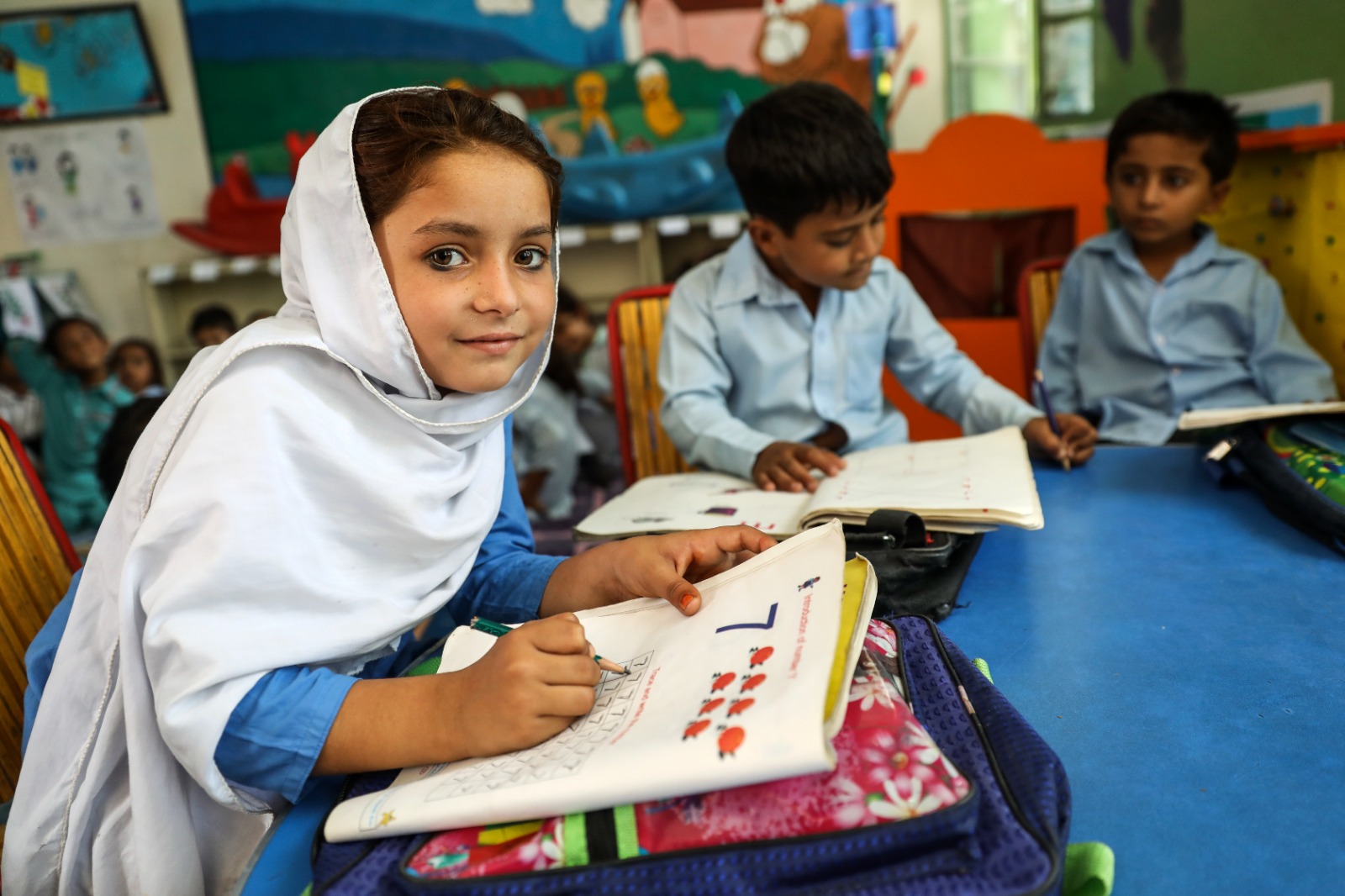 Girl attending class