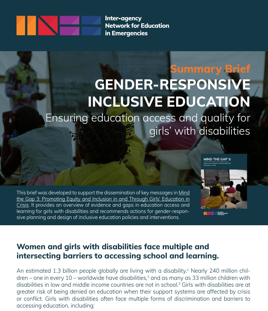 Cover of INEE brief