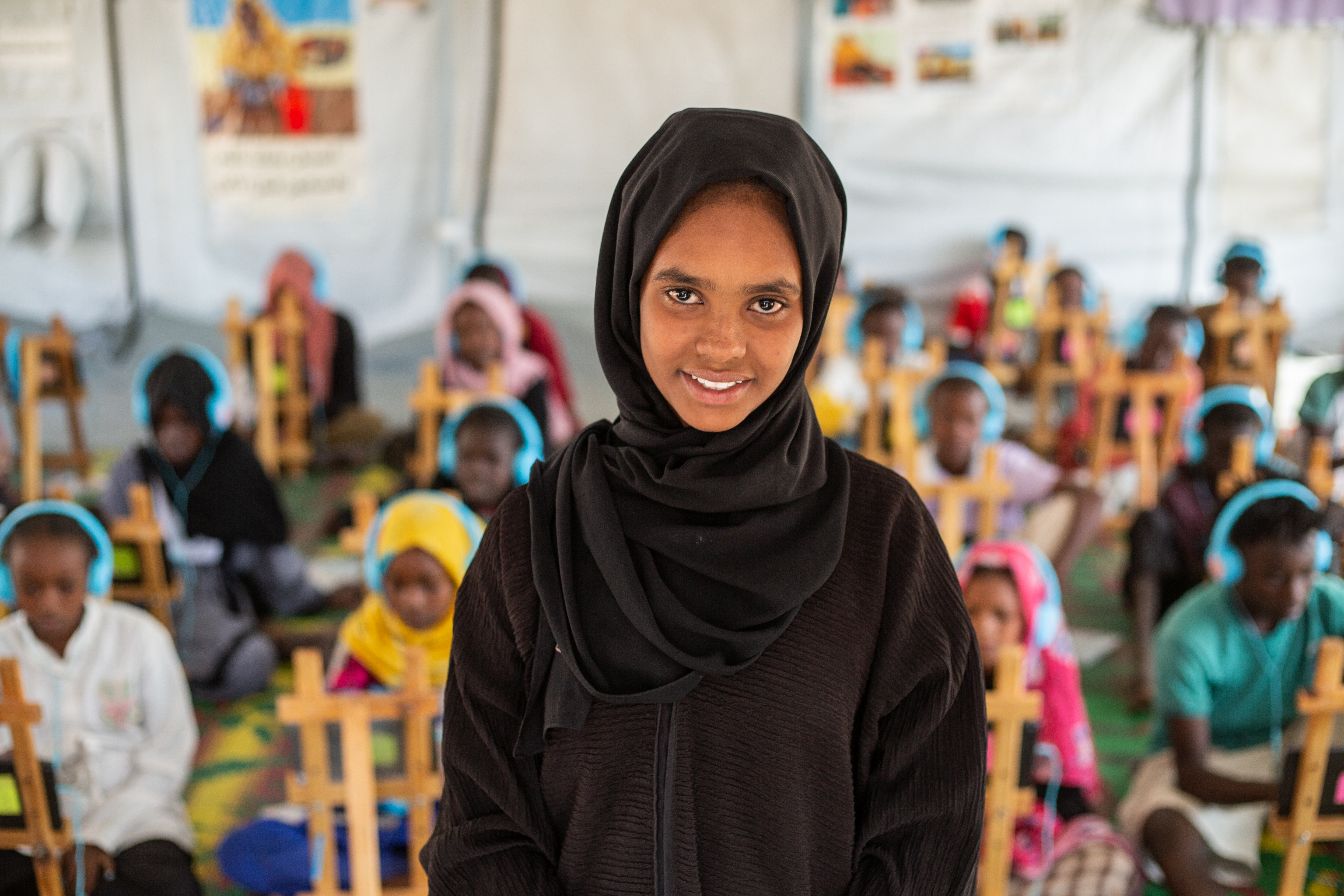 Sudanese girl in a learning centre