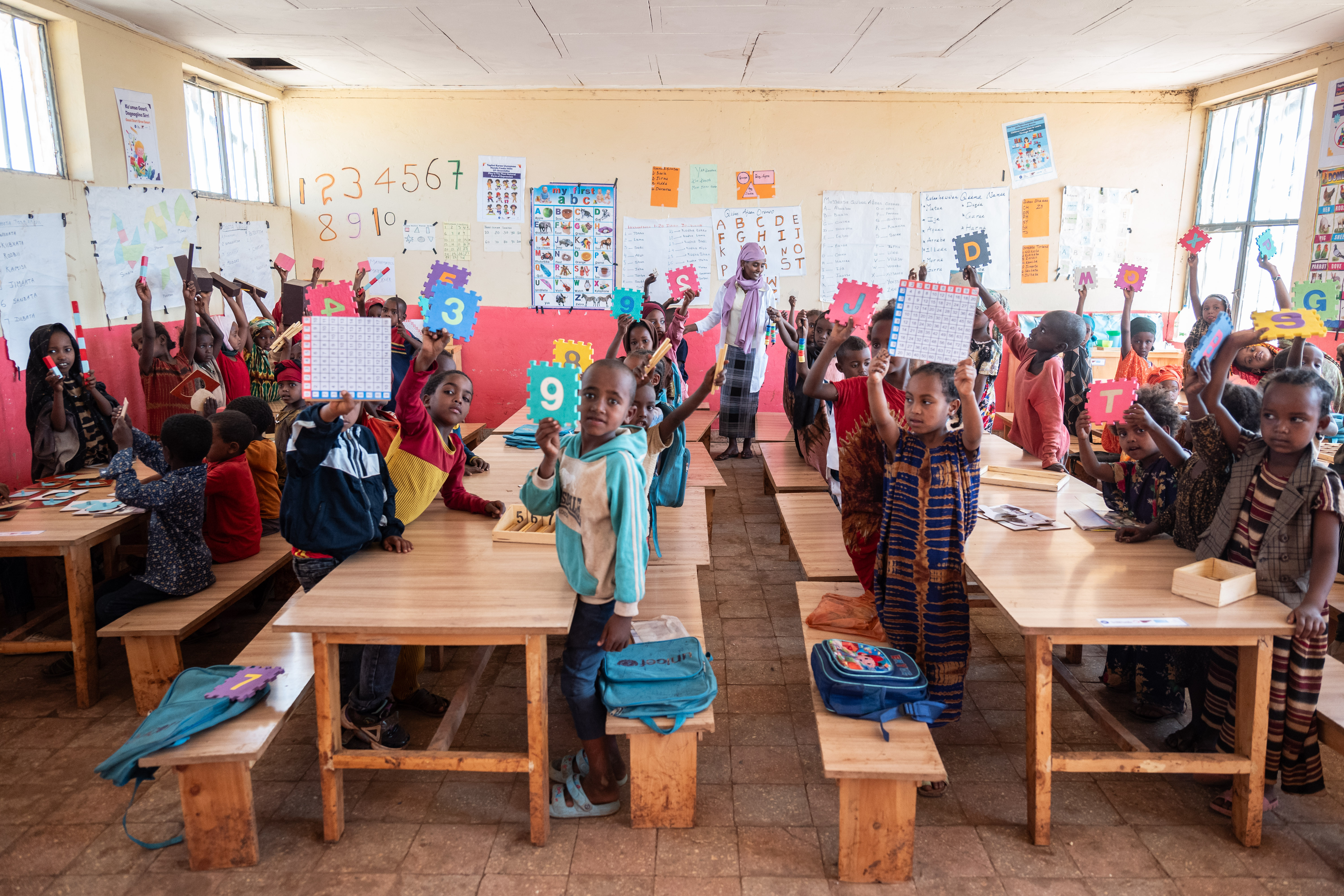Children in a pre-primary classroom in Ethiopia.