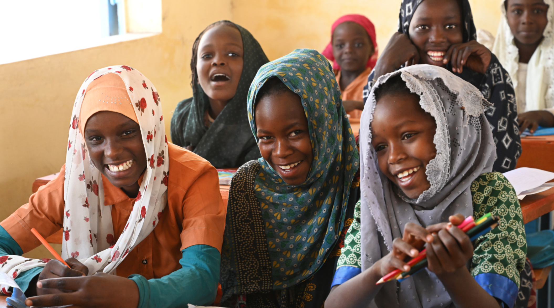 Girls ready to learn in class in Chad.