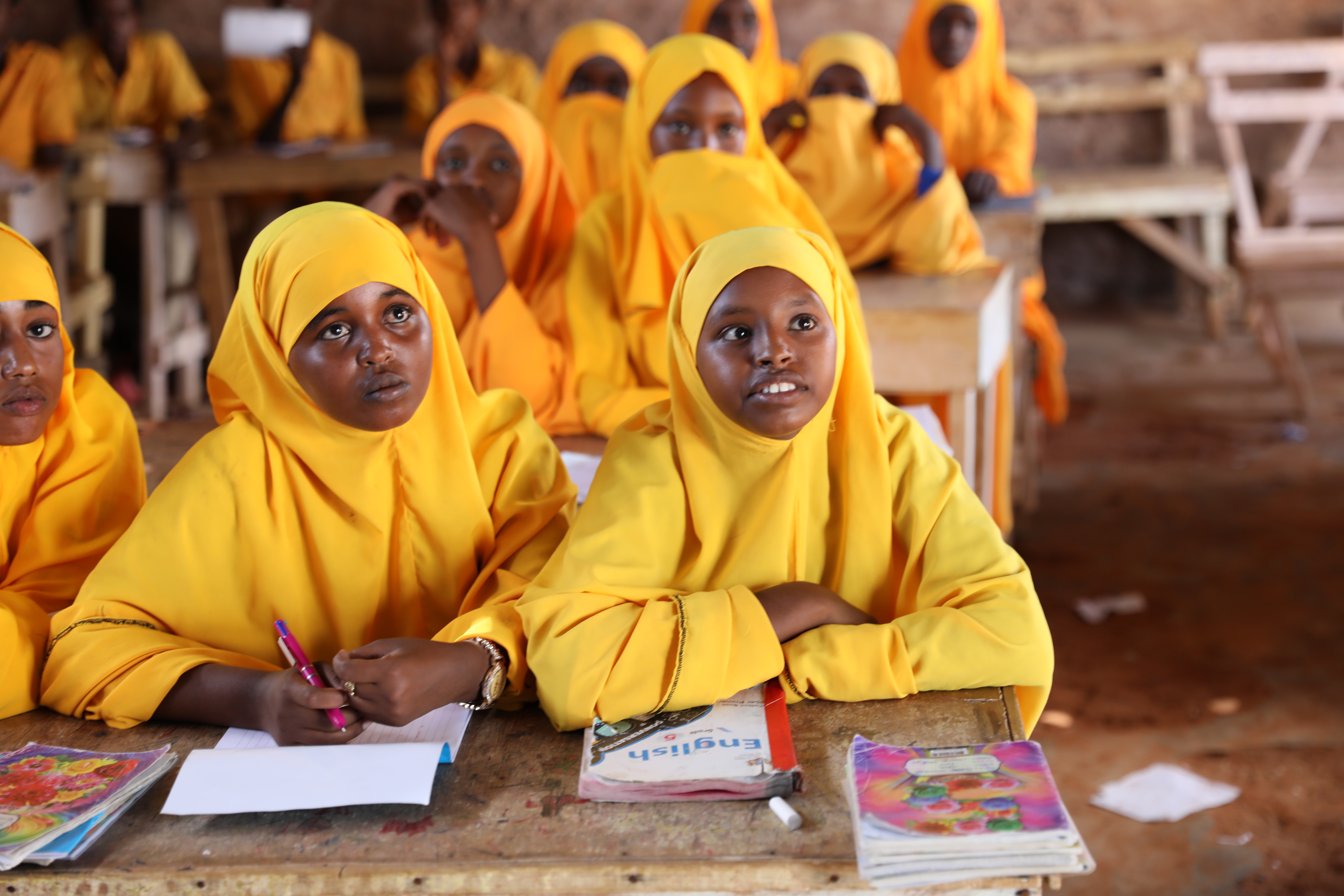 Girl attending class