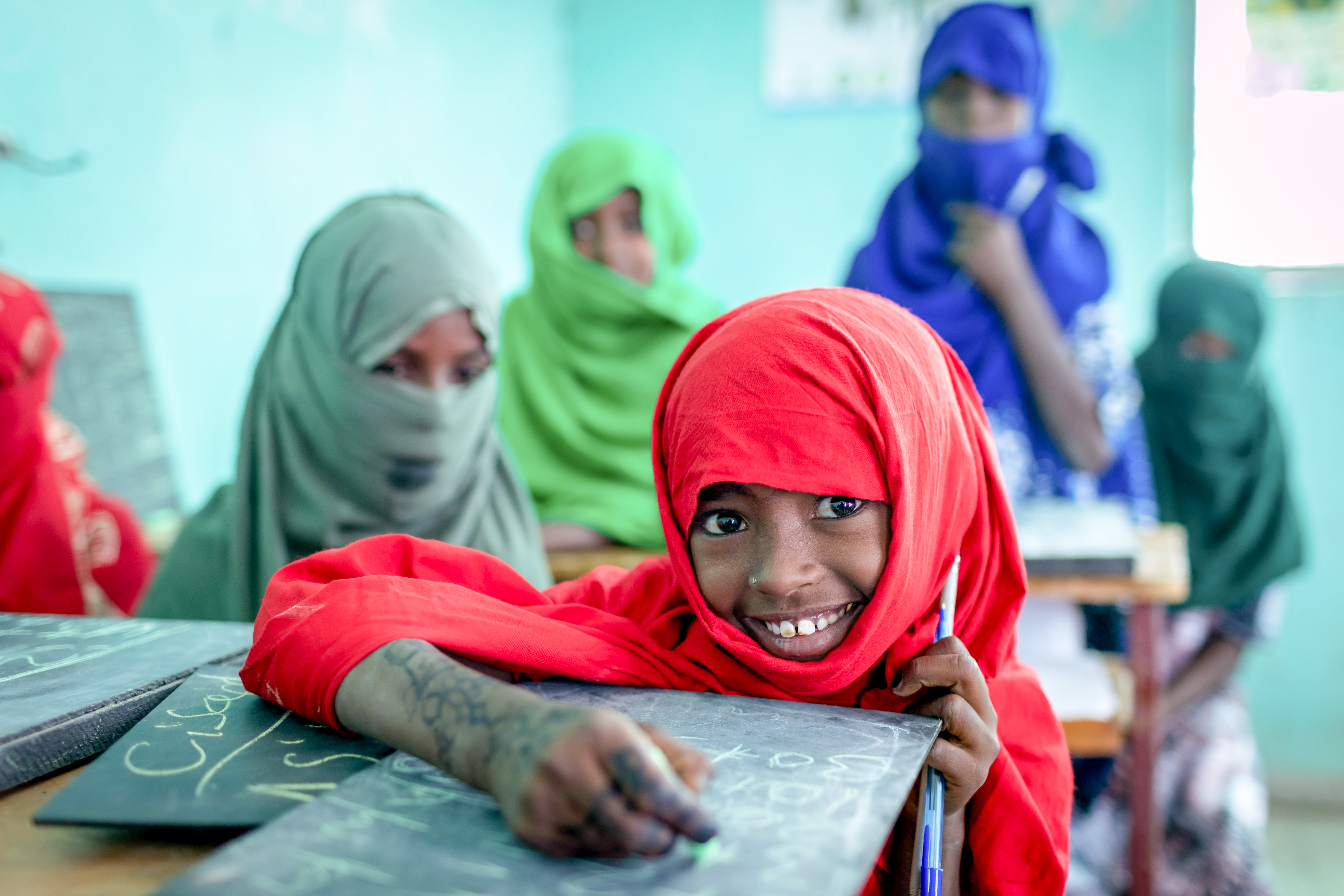 Girl attending class