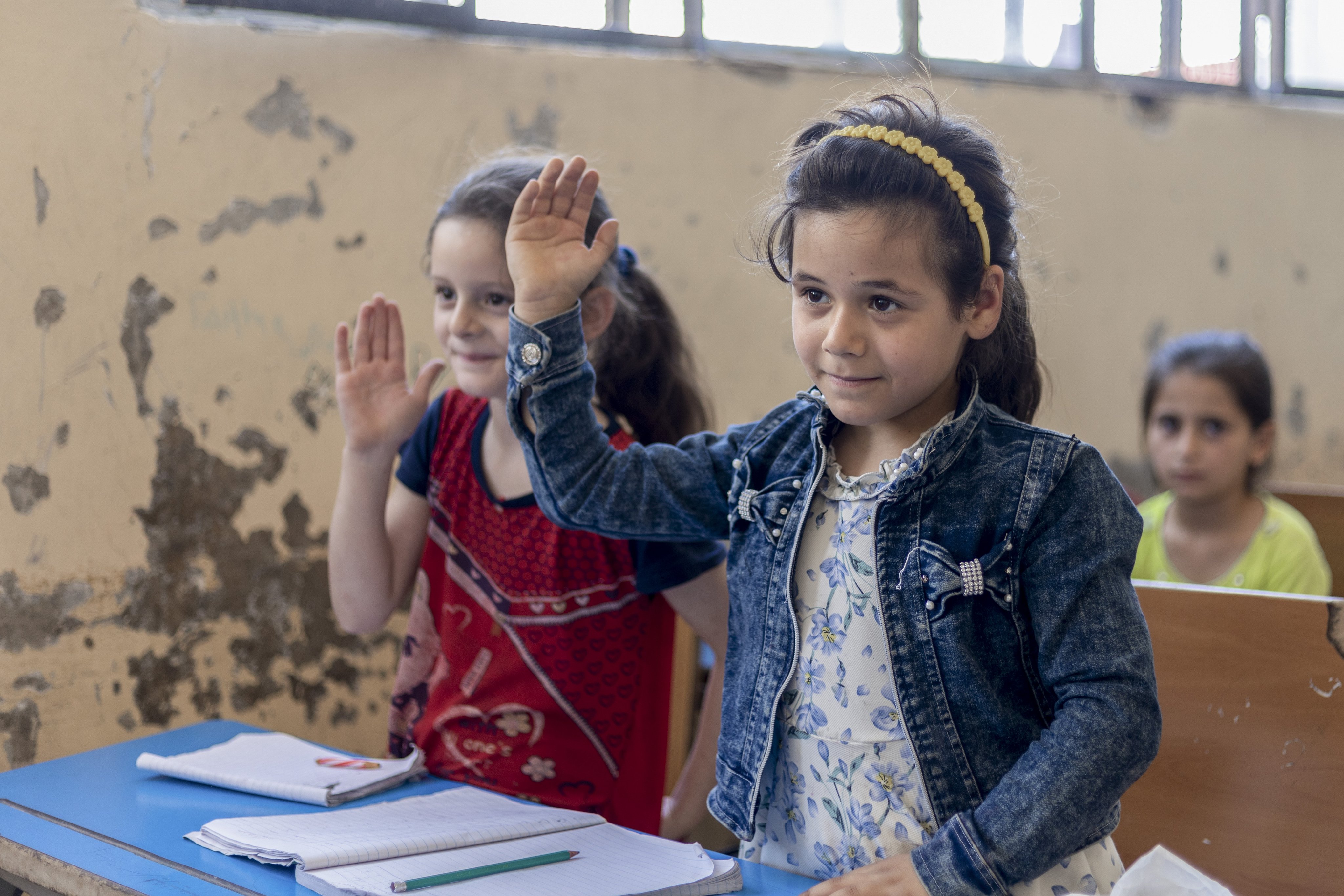 Syrian schoolchildren in a classroom in Syria