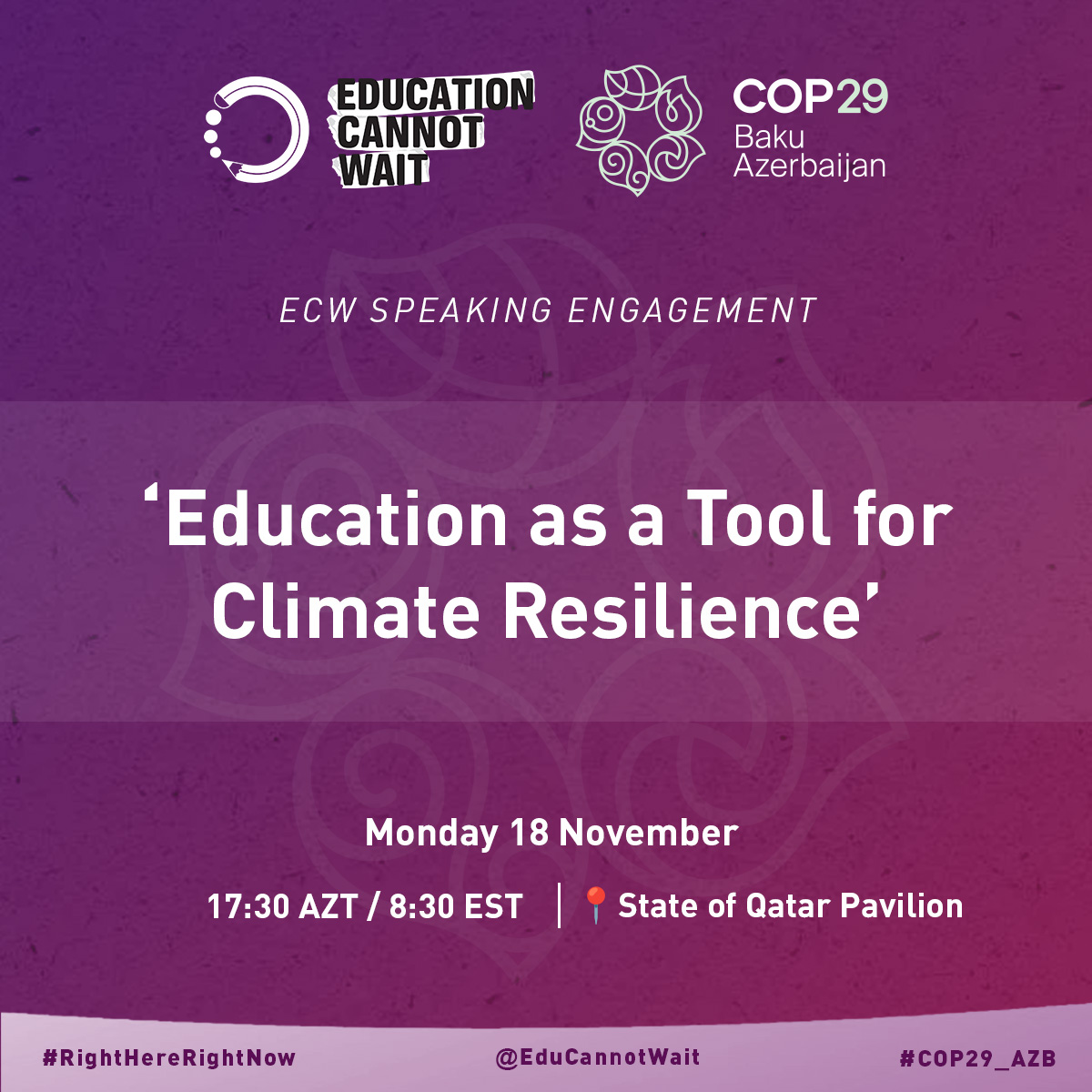 Flyer of ECW's event at COP