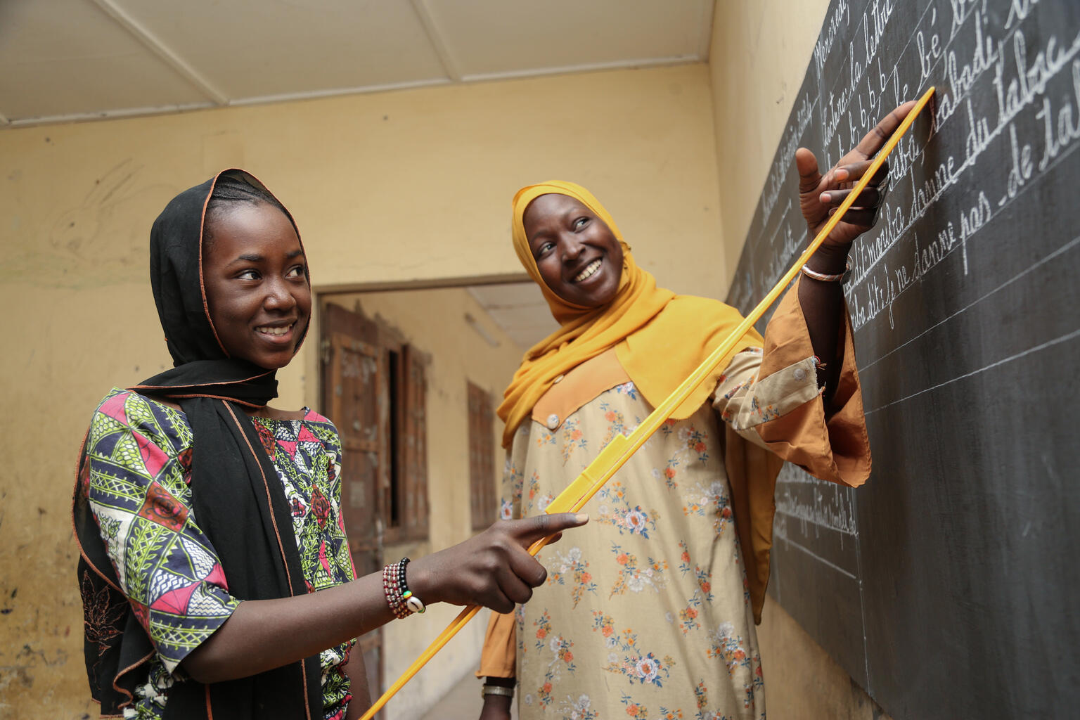 Girl attending class