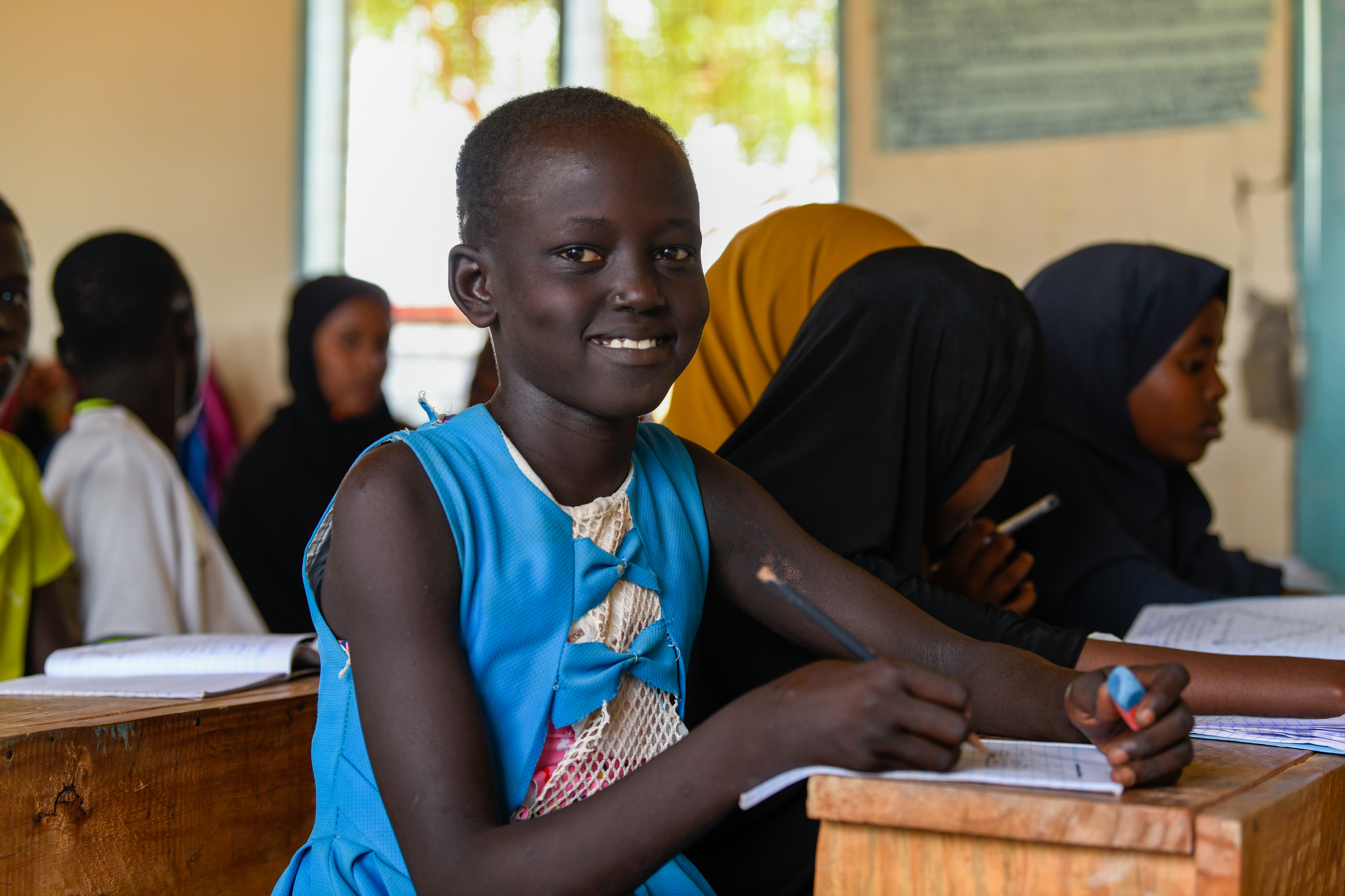 Girl attending class