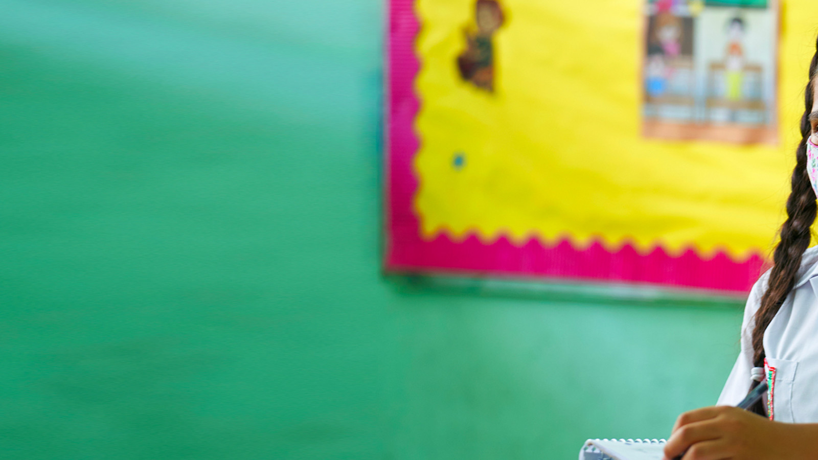 Girl attending class