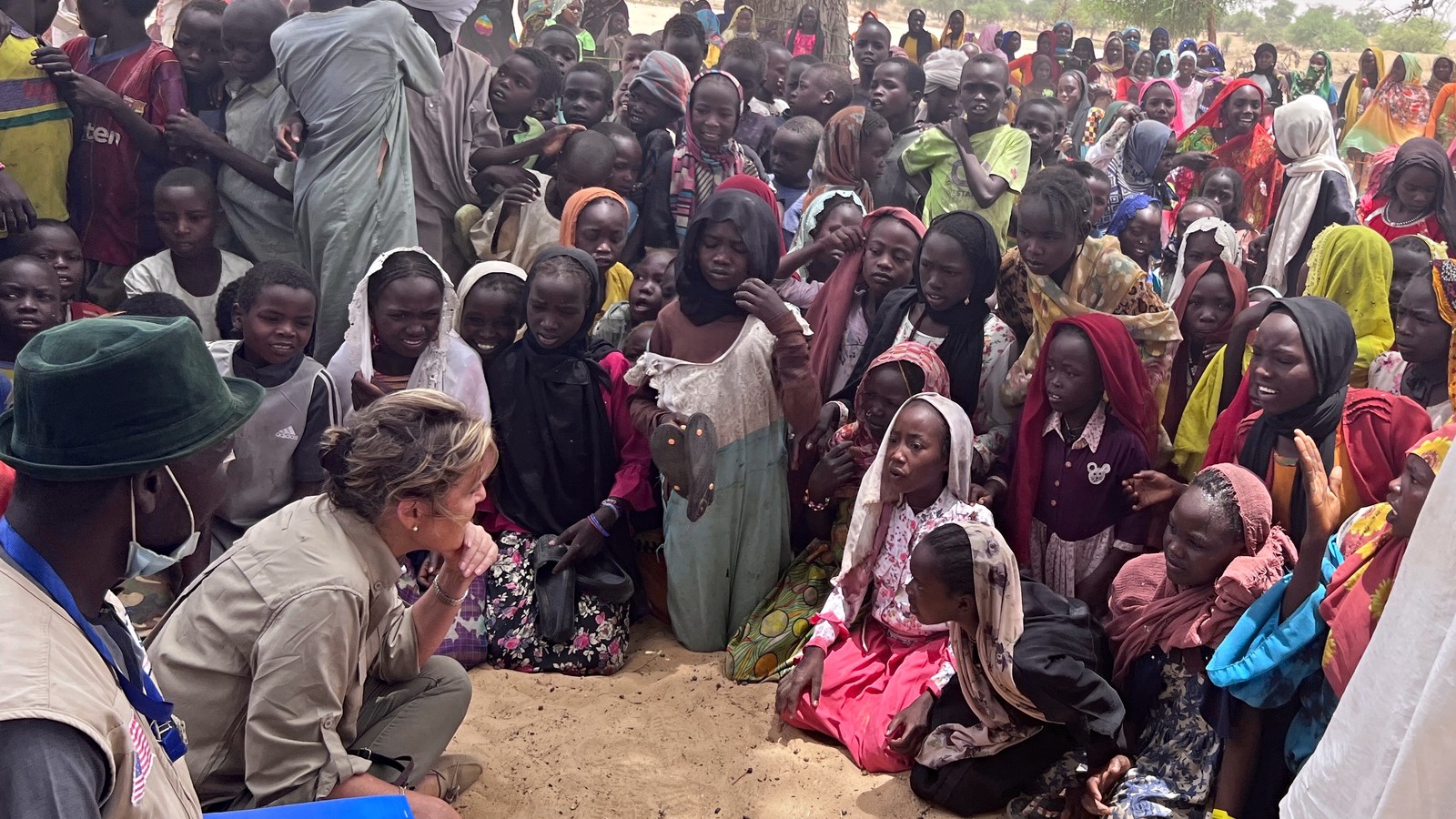 ECW Executive Director talks with women and children in Chad
